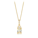 Sterling Silver Gold Plated Elongated Yellow and White CZ Pendant