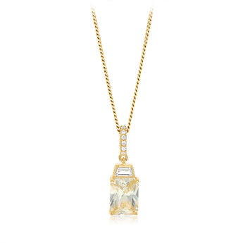 Sterling Silver Gold Plated Elongated Yellow and White CZ Pendant