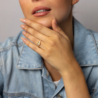 Sterling Silver Gold Plated Yellow and White CZ Ring