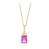 Sterling Silver Gold Plated Elongated Red Corundum and White CZ Pendant