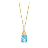 Sterling Silver Gold Plated Elongated Blue CZ Pendant