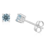Sterling Silver Blue CZ Stud Earrings