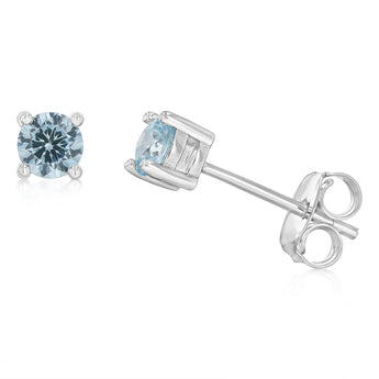 Sterling Silver Blue CZ Stud Earrings
