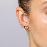 Sterling Silver Gold Plated CZ Double Heart Stud Earrings