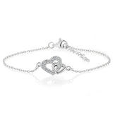 Sterling Silver CZ Double Heart Bracelet