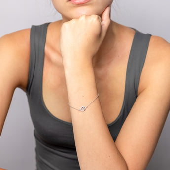 Sterling Silver CZ Double Heart Bracelet