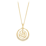 Sterling Silver Gold Plated CZ Allah Pendant