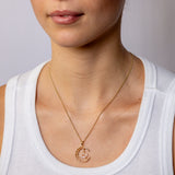 Sterling Silver Gold Plated Filigree Crescent Moon with CZ Allah Pendant
