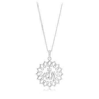 Sterling Silver Floral Allah Pendant