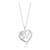 Sterling Silver CZ 'Mum' Heart Pendant
