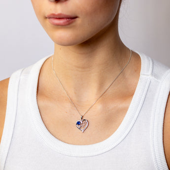 Sterling Silver Blue CZ 'Mum' Heart Pendant