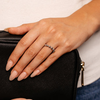 Sterling Silver Beaded Open Ring
