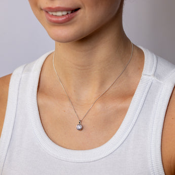 Sterling Silver Round Bezel Set Cubic Zirconia Pendant