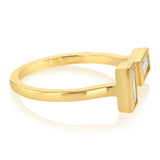 Sterling Silver Gold Plated Baguette Cubic Zirconia Open Ring