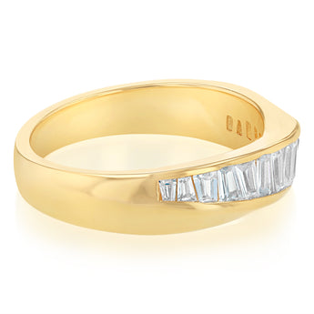 Sterling Silver Gold Plated Fancy Baguette Cubic Zirconia Ring