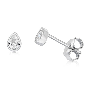 Sterling Silver Cubic Zirconia Teardrop Stud Earrings