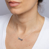 Personalised Sterling Silver Name Pendant with Cubic Zirconia on 40cm Chain - March