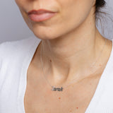 Personalised Sterling Silver Name Pendant with Cubic Zirconia on 40cm Chain - June