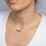 Personalised Sterling Silver Name Pendant with Cubic Zirconia on 40cm Chain - September