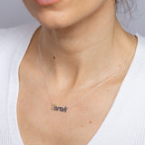 Personalised Sterling Silver Name Pendant with Cubic Zirconia on 40cm Chain - November
