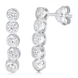 Cubic Zirconia Round Drop Earrings in Sterling Silver