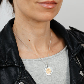 St Christopher Two Tone Pendant in Sterling Silver