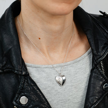 20mm Heart and Cross Locket Pendant in Sterling Silver