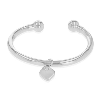 Sterling Silver Heart Torque Baby Bangle