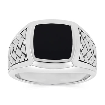 Sterling Silver Square Onyx Signet Ring