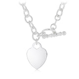 Engravable Heart Pendant on 40cm Belcher Chain in Sterling Silver