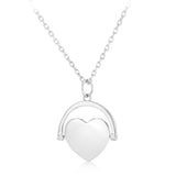 Engravable Heart Spinner Pendant on 45cm Chain in Rhodium Plated Sterling Silver