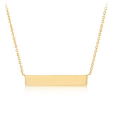 Engravable Horizontal Bar on 43cm Chain in Gold Plated Sterling Silver