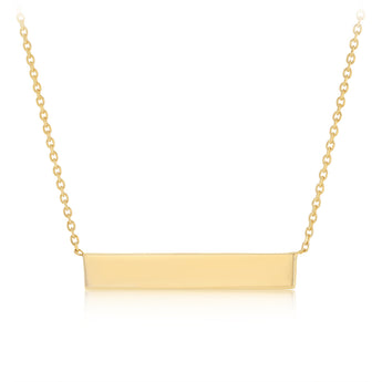 Engravable Horizontal Bar on 43cm Chain in Gold Plated Sterling Silver