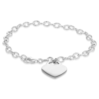 Engravable Heart Belcher 19cm Bracelet in Sterling Silver
