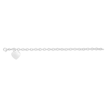 Engravable Heart Belcher 19cm Bracelet in Sterling Silver