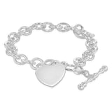 Engravable Heart Oval Belcher 19cm Bracelet in Sterling Silver