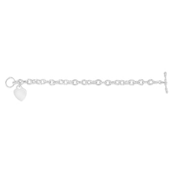 Engravable Heart Oval Belcher 19cm Bracelet in Sterling Silver