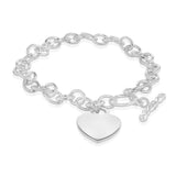 Engravable Small Heart Belcher 19cm Bracelet in Sterling Silver
