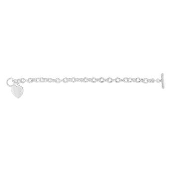 Engravable Small Heart Belcher 19cm Bracelet in Sterling Silver