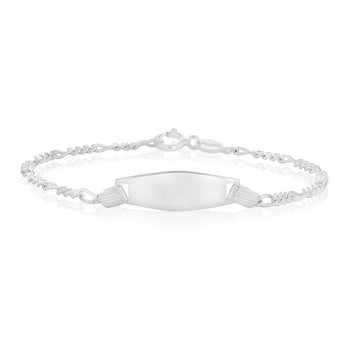 Engravable Baby ID Figaro 15cm Bracelet in Sterling Silver