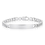 Engravable Square ID Square Curb 20cm Bracelet in Sterling Silver