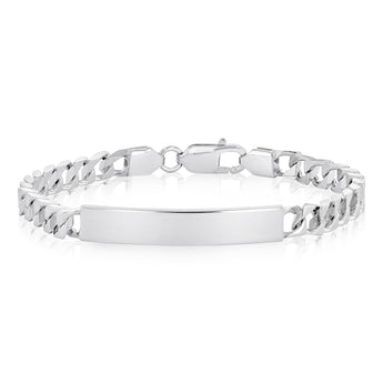 Engravable Square ID Square Curb 20cm Bracelet in Sterling Silver