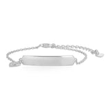 Engravable ID with Heart Charm 18cm Adjustable Bracelet in Sterling Silver
