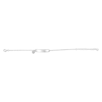 Engravable ID with Heart Charm 18cm Adjustable Bracelet in Sterling Silver