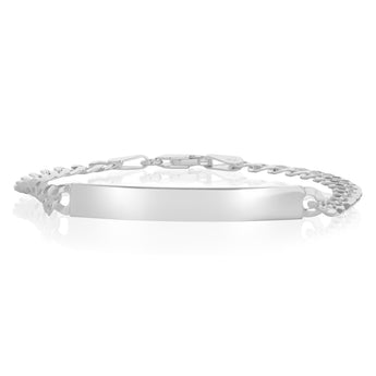 Engravable ID Flat Curb 19cm Bracelet in Sterling Silver