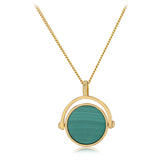 Engravable Spinning Malachite Pendant in Gold Plated Sterling Silver
