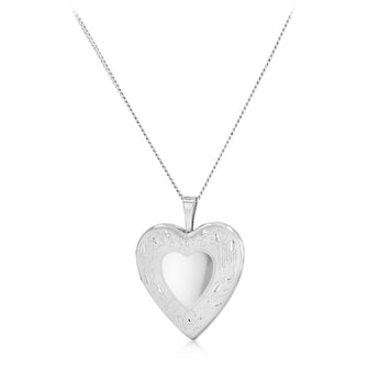 Engravable 20mm Heart Floral Locket Pendant in Sterling Silver