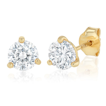 Sterling Silver Gold Plated Cubic Zirconia 6mm Stud Earrings