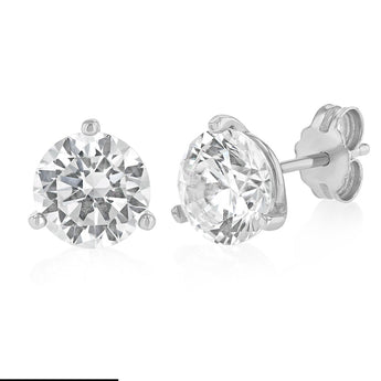 Sterling Silver Cubic Zirconia 8mm Stud Earrings