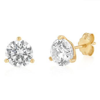 Sterling Silver Gold Plated Cubic Zirconia 8mm Stud Earrings